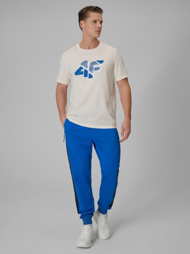 Męski t-shirt z nadrukiem 4F 4FWSS26TTSHM2667 - beżowy