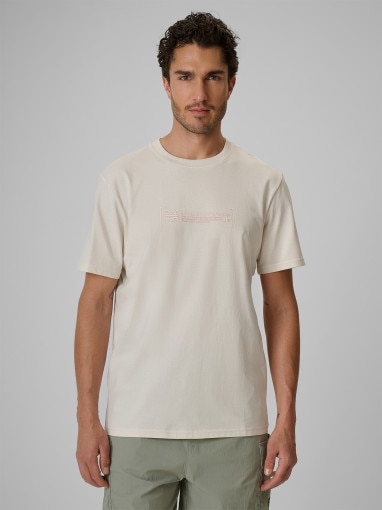 Obrazek dla: 4F Męski tshirt z nadrukiem 4F 4FWSS26TTSHM2668  beżowy Beżowy