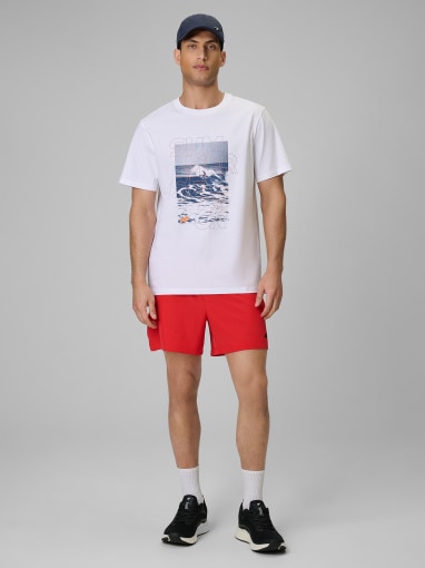 Męski t-shirt z nadrukiem 4F 4FWSS26TTSHM2783 - biały