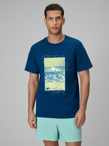 Obrazek dla: 4F Męski tshirt z nadrukiem 4F 4FWSS26TTSHM2783  granatowy Granatowy