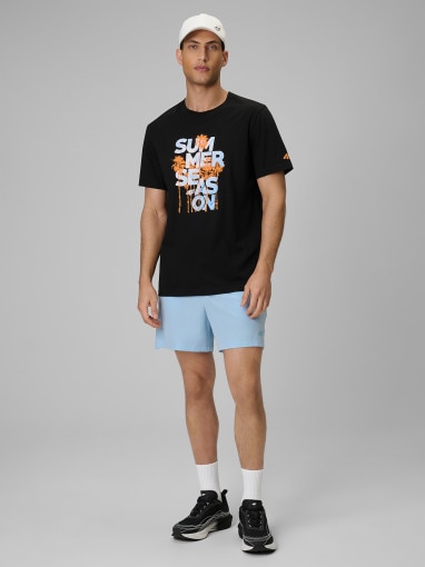 Męski t-shirt z nadrukiem 4F 4FWSS26TTSHM2784 - czarny