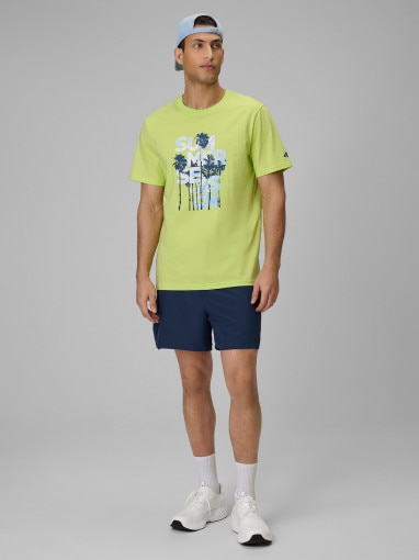 Męski t-shirt z nadrukiem 4F 4FWSS26TTSHM2784 - zielony