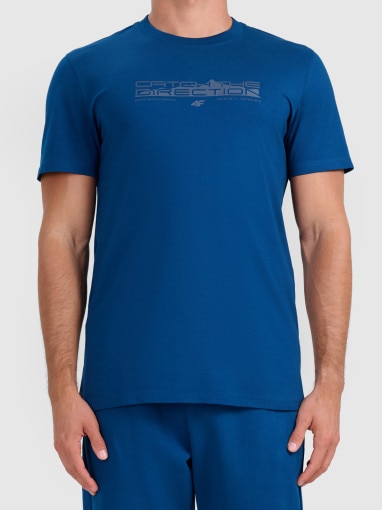  4F Męski tshirt z nadrukiem 4F 4FWSS26TTSHM2824  granatowy Granatowy