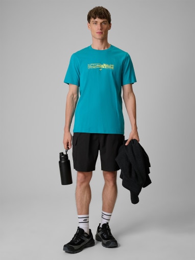 Męski t-shirt z nadrukiem 4F 4FWSS26TTSHM2824 - niebieski