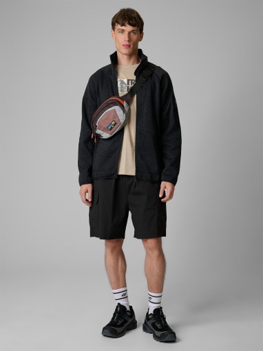 Męski t-shirt z nadrukiem 4F 4FWSS26TTSHM3321 - beżowy