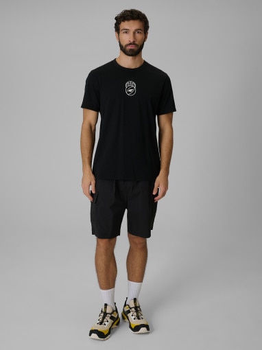 Męski t-shirt z nadrukiem 4F 4FWSS26TTSHM3328 - czarny