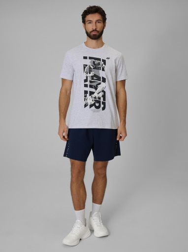 Męski t-shirt z nadrukiem 4F 4FWSS26TTSHM3330 - szary
