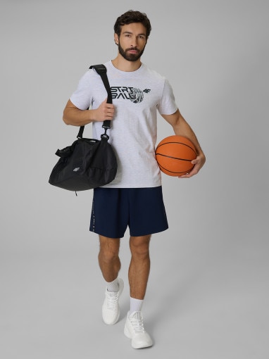 Męski t-shirt z nadrukiem 4F 4FWSS26TTSHM3331 - szary