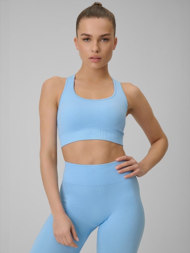  4F Damski biustonosz treningowy 4F 4FWSS26USBAF242  niebieski Niebieski