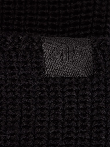 Czapka beanie z wełną merino uniseks 4F 4FRAW25ACAPU0807 - czarna