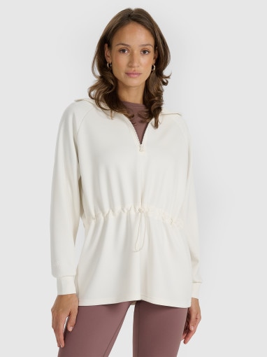  4F Damska bluza dresowa bez kaptura 4F 4FRAW25TSWSF2463  biała Biały