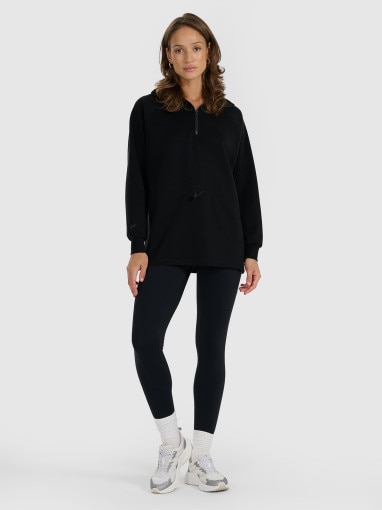 Damska bluza dresowa bez kaptura 4F 4FRAW25TSWSF2463 - czarna