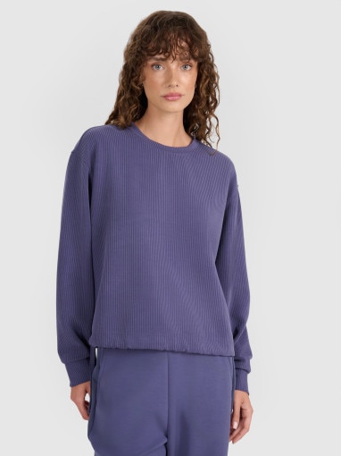  4F Damska bluza dresowa nierozpinana bez kaptura 4F 4FWAW25TSWSF1837  niebieska Niebieski