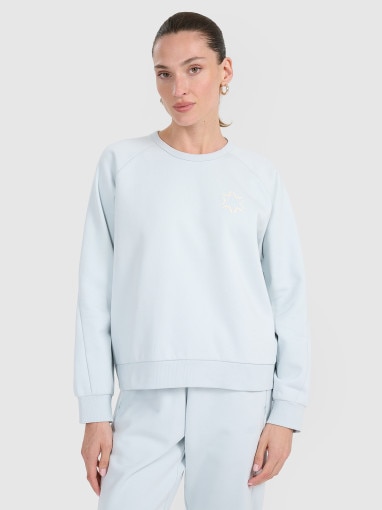  4F Damska bluza dresowa nierozpinana bez kaptura 4F 4FWAW25TSWSF1848  niebieska Niebieski