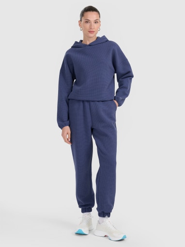 Damska bluza dresowa nierozpinana z kapturem 4F 4FWAW25TSWSF1847 - granatowa