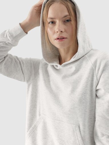 Damska bluza dresowa nierozpinana z kapturem 4F 4FWMM00TSWSF1468 - szara