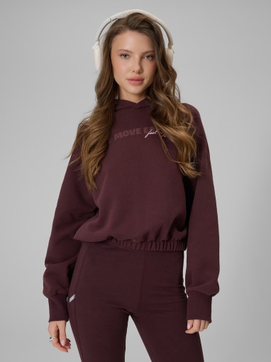  4F Damska bluza dresowa nierozpinana z kapturem 4F 4FWSS26TSWSF2175  brązowa Brązowy