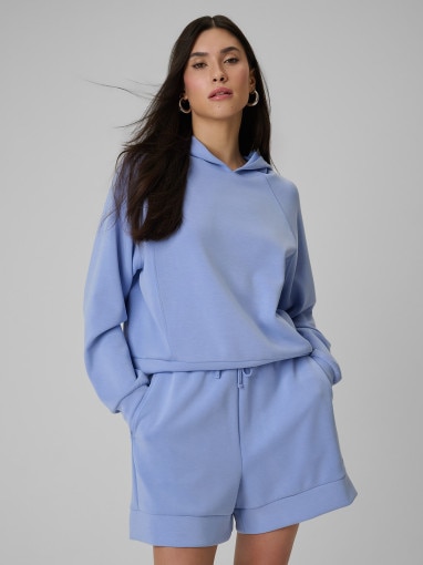 4F Damska bluza dresowa nierozpinana z kapturem 4f 4FWSS26TSWSF2183 niebieska Niebieski