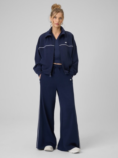 Damska bluza dresowa rozpinana bez kaptura 4F 4FWSS26TSWSF2174 - granatowa