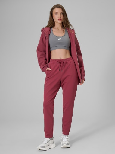 Damska bluza dresowa rozpinana z kapturem 4F 4FRSS26TSWSF2780 - burgundowa
