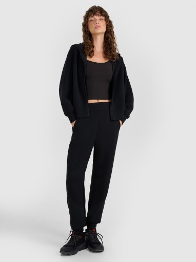 Damska bluza dresowa rozpinana z kapturem 4F 4FWAW25TSWSF1835 - czarna