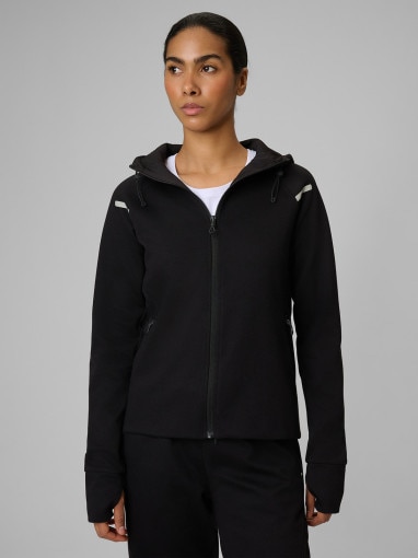  4F Damska bluza dresowa rozpinana z kapturem 4F 4FWSS26TSWSF2172  czarna Czarny