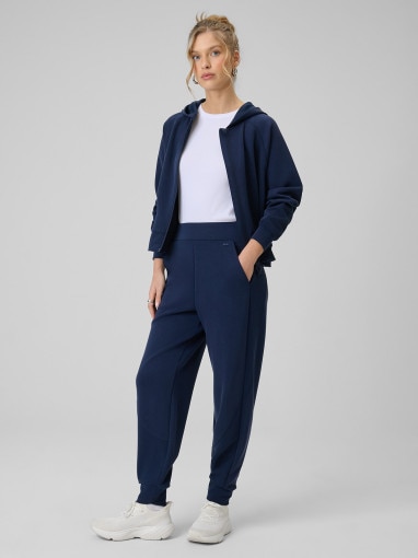 Damska bluza dresowa rozpinana z kapturem 4F 4FWSS26TSWSF2178 - granatowa