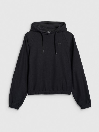  4F Damska bluza nierozpinana z kapturem 4F 4FRAW25TSWSF2544  czarna Czarny