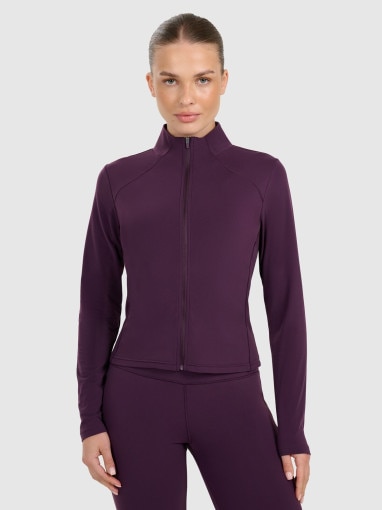  4F Damska bluza rozpinana bez kaptura 4F 4FWAW25TSWSF1873  fioletowy Fioletowy