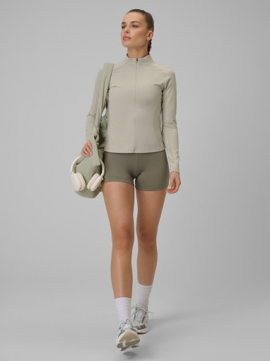Damska bluza treningowa slim 4F 4FWSS26TFSWF0850 - beżowa