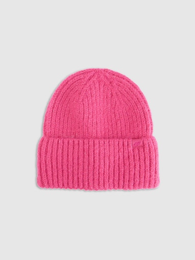  4F Damska czapka beanie zimowa 4F 4FRAW25ACAPF0729  różowa Różowy