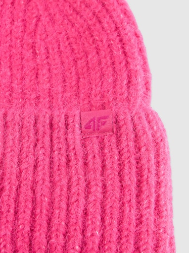 Damska czapka beanie zimowa 4F 4FRAW25ACAPF0729 - różowa