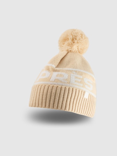  4F Damska czapka zimowa 4F 4FRAW25ACAPF0727  beżowa Beżowy