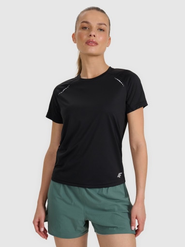  4F Damska koszulka do biegania 4F 4FWAW25TFTSF1510  czarna Czarny
