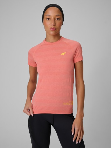  4F Damska koszulka trekkingowa 4F 4FRSS26TFTSF2374  koralowa Koral