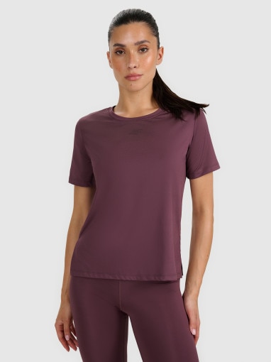  4F Damska koszulka treningowa 4F 4FWAW25TFTSF1517  brązowa Brązowy