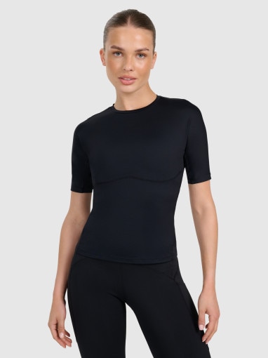  4F Damska koszulka treningowa 4F 4FWAW25TFTSF1518  czarna Czarny