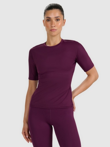  4F Damska koszulka treningowa 4F 4FWAW25TFTSF1518  fioletowa Fioletowy