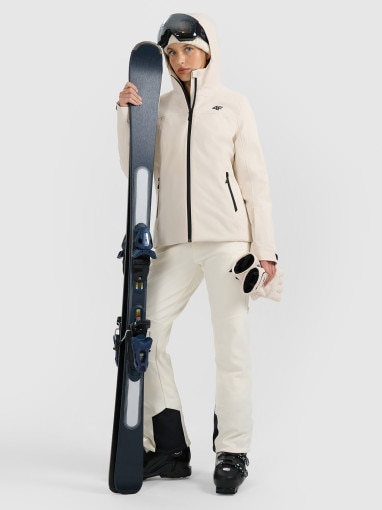 Damska kurtka narciarska 4F 4FWAW25TTJAF0807 - beżowa
