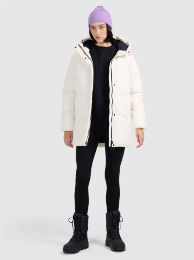  4F Damska kurtka puchowa 4F 4FRAW25TDJAF0799  biała Biały