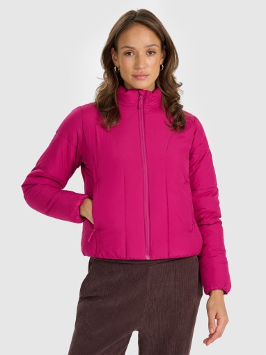  4F Damska kurtka puchowa pikowana 4F 4FRAW25TDJAF0705  różowa Różowy