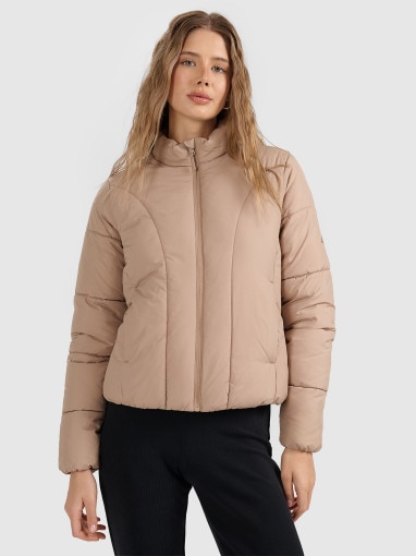  4F Damska kurtka puchowa pikowana 4F 4FRAW25TDJAF0705  beżowa Beżowy