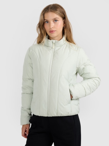  4F Damska kurtka puchowa pikowana 4F 4FRAW25TDJAF0705  miętowa Miętowy
