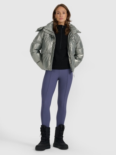 Damska kurtka puchowa pikowana 4F 4FWAW25TDJAF0716 - szara