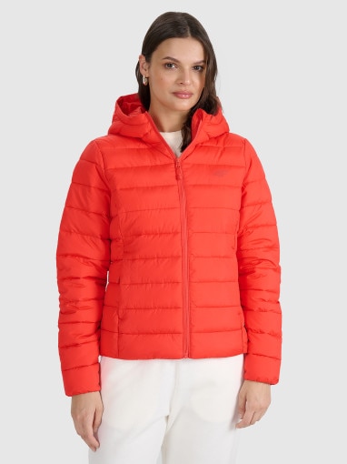  4F Damska kurtka puchowa pikowana 4F 4FWAW25TDJAF580  czerwona Czerwony