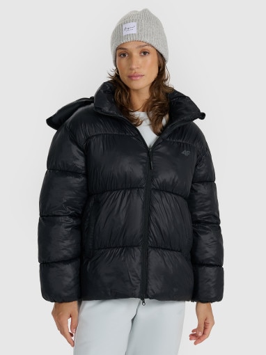  4F Damska kurtka puchowa pikowana 4F 4FWAW25TDJAF585  czarna Czarny