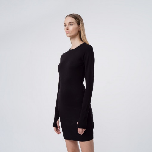 4F Damska sukienka dzianinowa z długim rękawem mini 4F H4Z22SUDD011  czarna Głęboka czerń