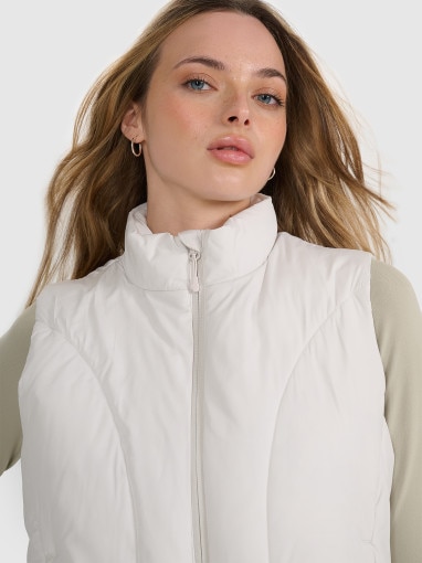  4F Damski bezrękawnik puchowy pikowany 4F 4FRAW25TVJAF294  szary Szary