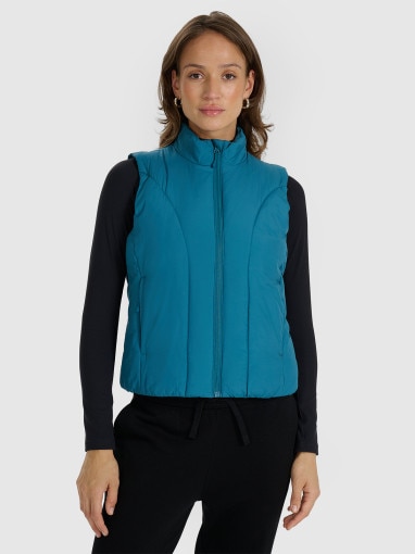  4F Damski bezrękawnik puchowy pikowany 4F 4FRAW25TVJAF294  turkusowy Turkusowy