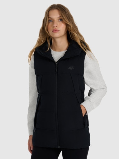  4F Damski bezrękawnik puchowy pikowany 4F 4FRAW25TVJAF327  czarny Czarny